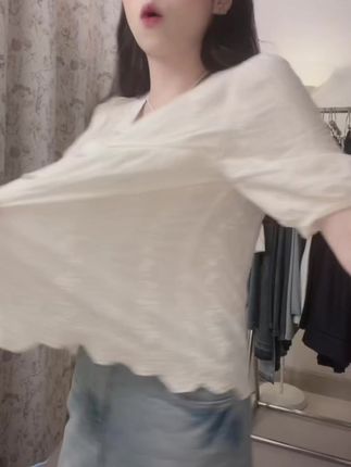 100%棉短袖衬衫女夏季2025新款今年流行的漂亮小衫#甜美穿搭 #穿搭 #强烈推荐 #夏日穿搭 #衬衫