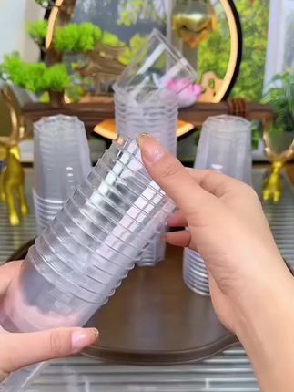 #一次性杯子硬质透明塑料杯航空杯 加厚家用商用户外太空杯酒水杯#强烈推荐