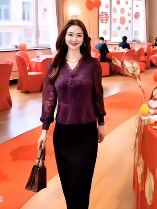 这种假两件的设计,特别有层次感,面料摸起来软绵绵的,很舒服,穿上身就是一整个温婉大方的感觉,而且它的包@容性很强,#时尚妈妈装 #婚宴妈妈装 #女装穿搭 #洋气减龄
