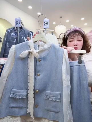 小香风女单排扣薄款短款短外套圆领长袖时尚开衫轻奢三件套#爆款热卖中