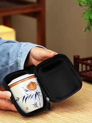 汝窑旅行茶具套装 竹韵如意快客杯 便携式一壶四杯户外露营旅游#汝窑 #旅行茶具 #携带方便 #茶具#便携式茶具