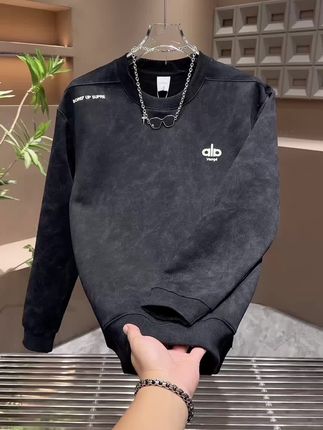 男士时尚扎染套头上衣秋季新款百搭休闲打底衫字母刺绣潮流卫衣帅