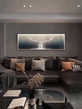 现代轻奢客厅装饰画高级感横版led灯画发光沙发背景墙挂画鹿壁画#客厅装饰画 #玄关装饰画 #家居挂画 #现代简约 #装饰画