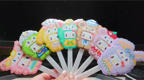 七宝好运扇制作教程~ #拼豆日记 #我的diy手作 #可爱卡通扇 #拼豆
