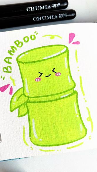 软萌小竹子上线,颜值高还好画,手残党也能轻松拿捏!#丙烯马克笔教程#丙烯马克笔涂鸦#解压#治愈 #助眠
