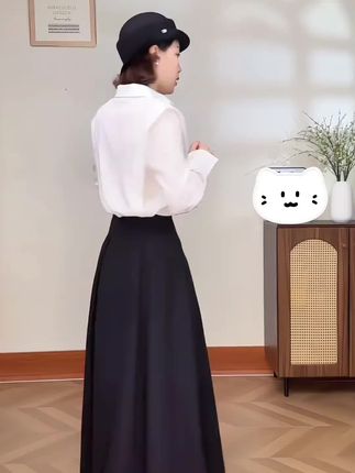 赫本风半身裙小个子女春秋伞裙高腰显大摆百褶裙中长款气质a字裙#无限回购的宝藏单品 #时尚 #轻奢质感穿搭 #日常穿搭照片分享 #韩系风格穿搭指南