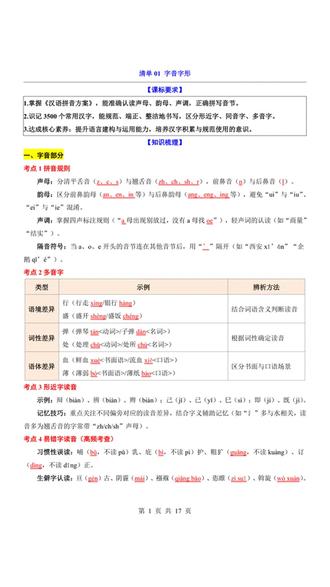 2026年中考语文字音字形知识清单共17页
#中考 #中考语文 #初中语文