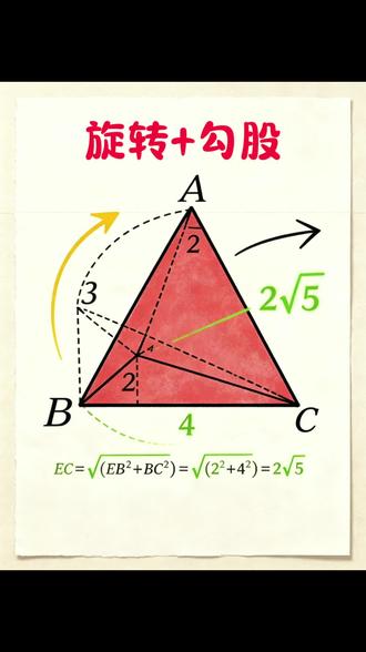 别硬算,旋转加勾股秒杀 #勾股定理#初二数学#初中数学#中考数学#初中数学解题技巧