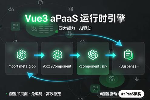 Vue3 四大核心能力封神!靠 import.meta.glob/AsyncComponent 等构建 AI 驱动 aPaaS 引擎,配置即页面,免编码也高效稳定~#Vue3 #aPaaS #配置驱动 #AI 前端