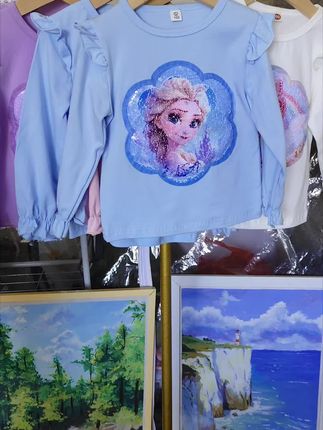 女童新款纯棉变色亮片长袖!