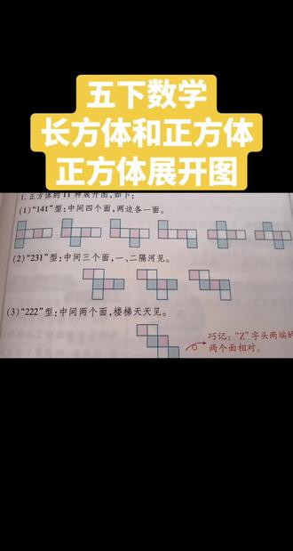五下数学第三章《长方体和正方体》
正方体展开图知识点总结和典型题目