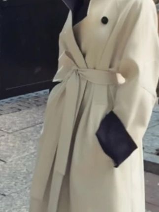 南韩女主【首发新款】秋季中长款清冷松弛感拼色韩版风衣外套女-39#女装 #风衣 #气质风衣穿搭 #风衣穿搭 #优雅气质