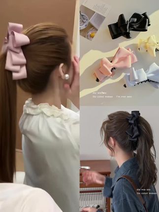 #韩系 缎面蝴蝶结#香蕉夹 女高马尾竖夹#抓夹 气质发夹#发饰 显发量#鲨鱼夹