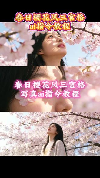 太方便了!这个春天樱花风三宫格写真ai指令教程,不用出门到处找景,在家用手机就可以制作自己需要各种精美照片#樱花#写真教程#豆包ai #豆包出大片有两把刷子