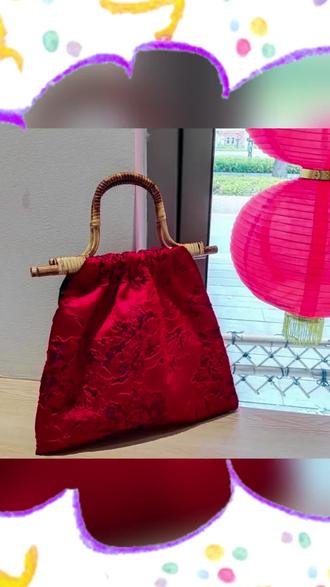 婚包 复古新中式束口锦缎新娘婚包原创藤编竹节包手拿配秀禾服旗袍时尚#传统婚包 #搭配秀禾服 #复古时尚 #藤编竹节包 #婚礼用品