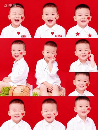 国庆节贴纸来咯#祖国花朵 #可爱萌娃 #帅气男孩 #呆萌可爱 #见证成长