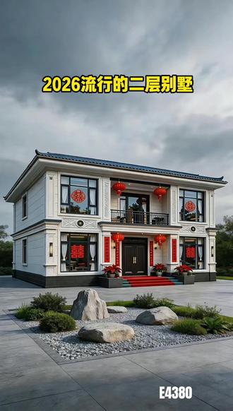 2026年流行的二层别墅设计,内嵌式门厅,简约又省钱 #别墅图纸 #自建房设计 #图纸设计 #农村自建房 #图纸之家