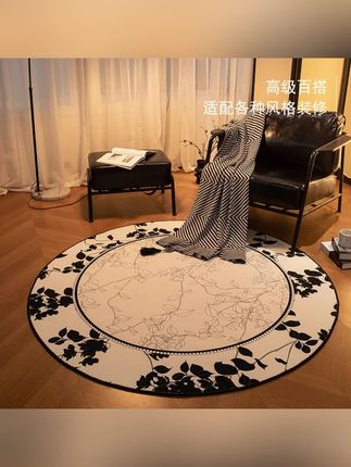 法式复古圆形地毯2024新款轻奢高级卧室床边梳妆台电脑转椅防滑#地毯 #地毯地垫 #地垫 #门垫 #防滑垫