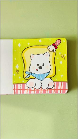 超简单修狗绘画#大众陪你过大年 #跟着抖音学画画 #丙烯马克笔