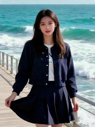2025年大码胖mm春装时尚百搭套装女显瘦减龄棒球服+百褶裙两件套#女装 #女装套装推荐 #减龄套装穿搭 #时尚穿搭 #显瘦穿搭