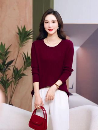 2025爆款大码女针织衫,秋季圆领宽松百搭打底! #宽松百搭上衣 #秋季打底衫 #圆领打底衫 #宽松版型衫 #简约百搭