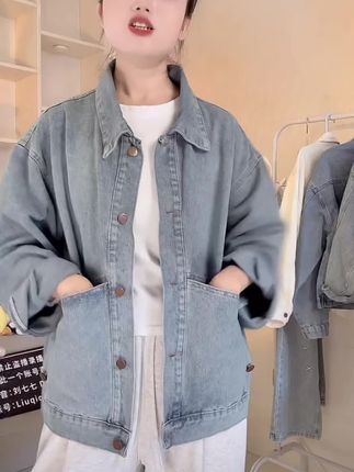 韩版气质宽松休闲牛仔外套女2025秋季新款设计感洋气减龄夹克上衣#牛仔外套穿搭 #休闲外套女 #显瘦牛仔衫 #气质外套女 #韩版穿搭