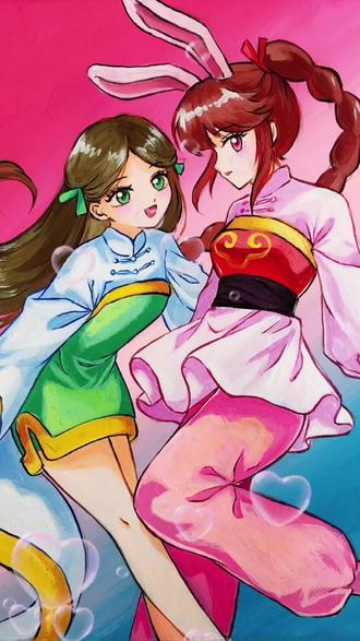 妈妈画的闺蜜VS我画的闺蜜,小舞和宁荣荣换上了漂亮的衣服呢~#画画 #小舞宁荣荣 #绘画分享