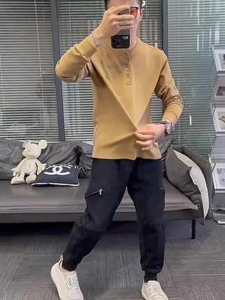 卫衣男春秋季新款潮牌纯色刺绣长袖加绒保暖立领套头百搭打底上衣#今日穿搭 #潮男穿搭 #男装穿搭 #秋冬新款 #好物推荐🔥