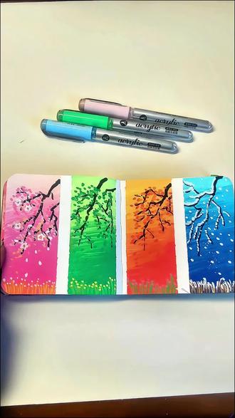 超美的四季树 别人画画靠技术,我画画靠疯狂涂抹!
没想到居然画出了超美的四季树🌳
手残党也能一次成功,太解压啦~ #手残党画画 #马克笔绘画 #零基础学画画#创作者流量扶持计划 #没点艺术细胞刷不到