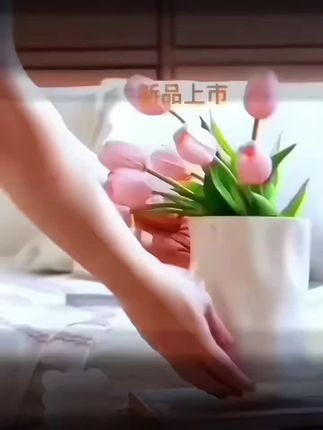 高级感冰纹花瓶摆件奶油风陶瓷花瓶北欧家用客厅民宿插花水培花瓶