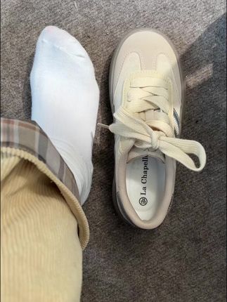 拉夏贝尔厚底德训鞋女鞋2025新款秋季爆款复古增高小白鞋休闲