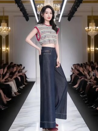 正品2025夏季薄款垂坠感高端时尚大裤脚阔腿牛仔裤女直筒裤子爆款#牛仔阔腿裤 #垂感显瘦又百搭 #直筒裤穿搭 #洋气减龄 #美出高级感