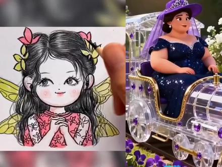 艾莎#简笔画#育儿简笔画#创意简笔画#跟着抖音学画画#水彩笔画画@抖音小助手