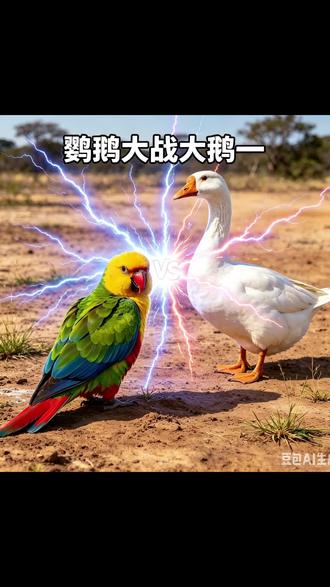 JOJO制作 小学生原创作品:鹦鹉大战大鹅(一),文案、图片、视频借助豆包生成。转载请注明出处#原创动画 #鹦鹉大战大鹅 #豆包生成视频