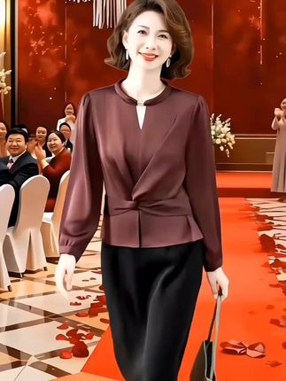 #喜婆婆喜妈妈 #婚礼妈妈礼服 #连衣裙 #假两件连衣裙 #早秋贵气感穿搭