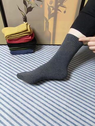 五双加厚毛圈袜,男女冬季保暖又耐穿,柔软高弹超舒适! #老年适用袜 #男女通用冬袜 #高弹耐穿袜子 #加厚保暖袜 #加厚耐穿袜