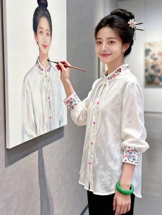 #新中式衬衫 #国风新时尚 #中式服装 #秀出新国风 #秋季日常实用穿搭思路分享 @DOU+小助手  @抖加🔥上热门🔥dou+🔥热点宝