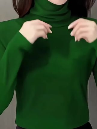 新款纯色高领羊毛打底衫#羊毛混纺面料抗起球还保暖#堆堆领修腰版型舒服又洋气#多色可选#长袖打底衫