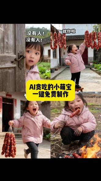贪吃的小萌宝特效教程 贪吃的小萌宝一键生成#即梦ai #贪吃的小萌宝特效教程 #ai贪吃的小萌宝 #偷吃火腿肠的视频 #烤腊肠