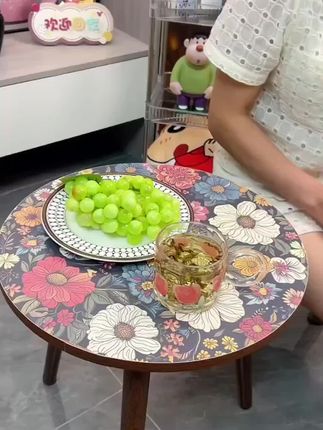 床头小圆桌美式印花小茶几复古风落地曼陀罗床头柜移动边几茶水桌#精致小茶几 #沙发边几 #边几 #床边小桌子 #美观实用