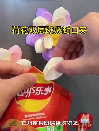 家用厨房包装袋防潮密封夹,创意高颜值冰箱贴#好物推荐🔥 #新奇特创意 #磁吸封口夹