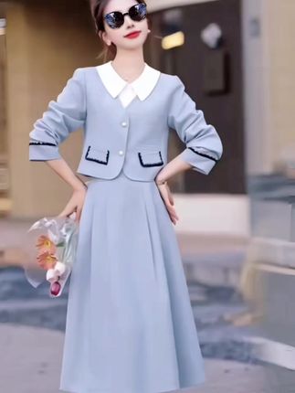 小个子法式名媛气质小香风女神范上衣半身裙两件套套装春装新款美美哒