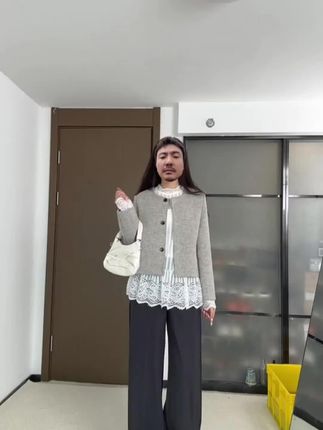 2025春秋新款小香风外套女短款气质复古圆领单排扣上衣条纹宽松#女装#女装新品日 #宽松#复古#上衣