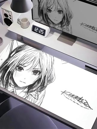 kuroha欲语鼠标垫超大黑白线条女孩电竞游戏滑鼠垫学生书桌键盘垫#鼠标垫 #鼠标垫推荐 #电竞办公鼠标垫 #桌面搭配 #游戏搭子