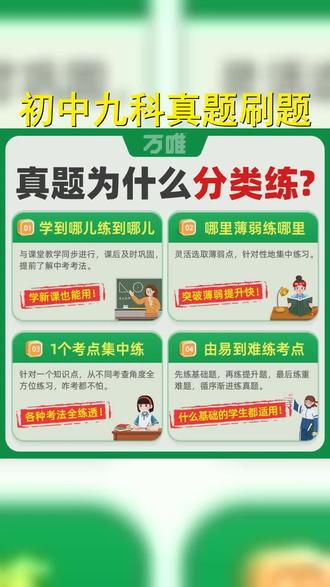 初中语数英物化道历地生中考真题分类初三刷题备考资料提升成绩必备,,热门话题 #真题 #中考提分 #真题分类刷题 #中考 #万唯
