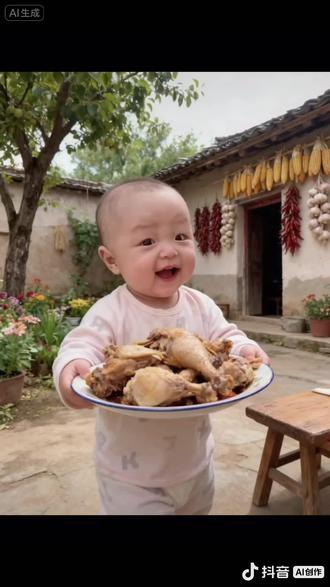 孝顺的宝宝,又给爷爷奶奶送鸡腿来了🥱#ai抖音玩法达人中心 #创作者中心 #创作灵感 @DOU+上热门 #家的味道