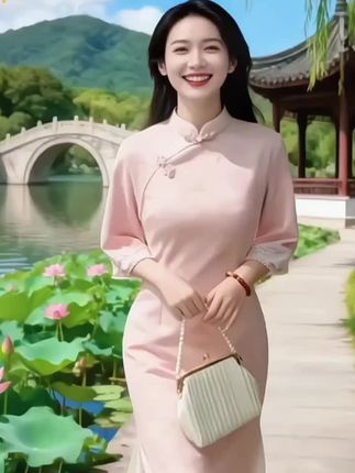 #秋天第一杯琥珀流光 #改良旗袍 #秋季新款 #旗袍