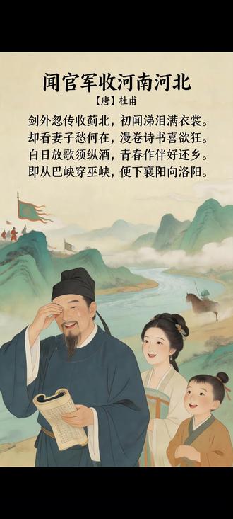 闻官军收河南河北 #历史 #文化 #诗词 #杜甫 #唐代