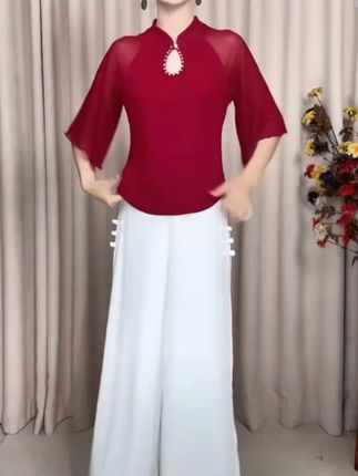 新冠阳气舞蹈服练功服旗袍领现代舞古典舞演出服女#洋气新款舞蹈服 #气质百搭新款舞蹈服