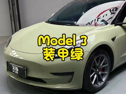 #改色膜案例分享 牛油果绿,卡其绿,装甲绿,你们分得清吗?#车身改色 #特斯拉 #model3 #改色贴膜